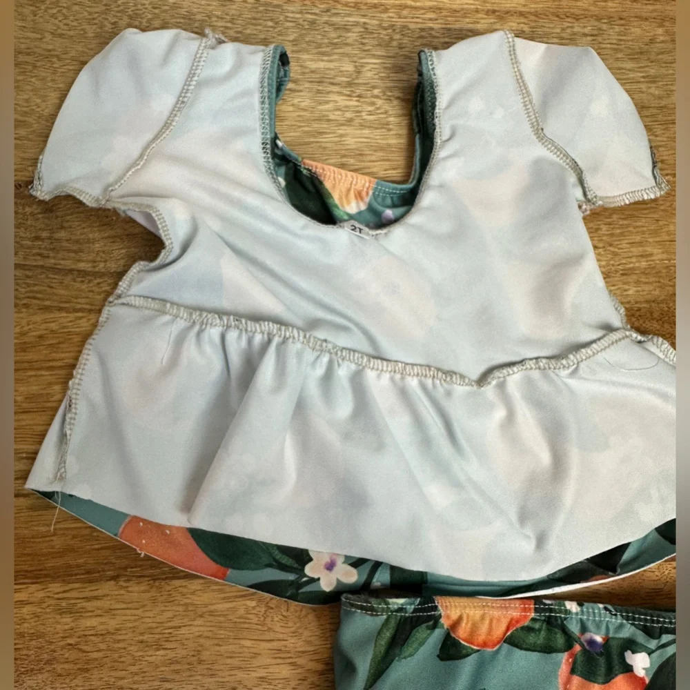 Oranges Peplum‎ Small Shop Handmade 2 Pc Swim Suit